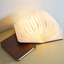 Load image into Gallery viewer, Portable wooden book lamp USB Rechargeable LED Magnetic 3 color Foldable Night Light Home Decor