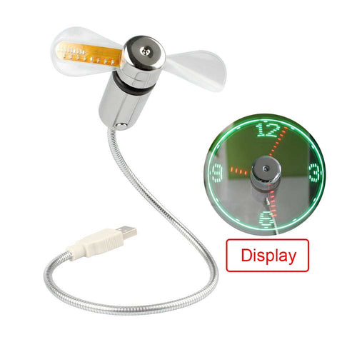 Mini usb fan LED ClockColorful or Temperature Display Fan Adjustable USB Gadget