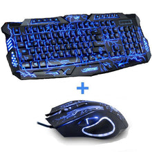 Load image into Gallery viewer, Tri-Color Backlight Computer Gaming Keyboard  USB Wired Game Keyboard for PC Desktop Laptop Russian