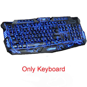 Tri-Color Backlight Computer Gaming Keyboard  USB Wired Game Keyboard for PC Desktop Laptop Russian